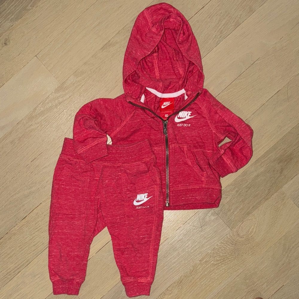 Nike Kids Red Sweatpants & Hoodie Set